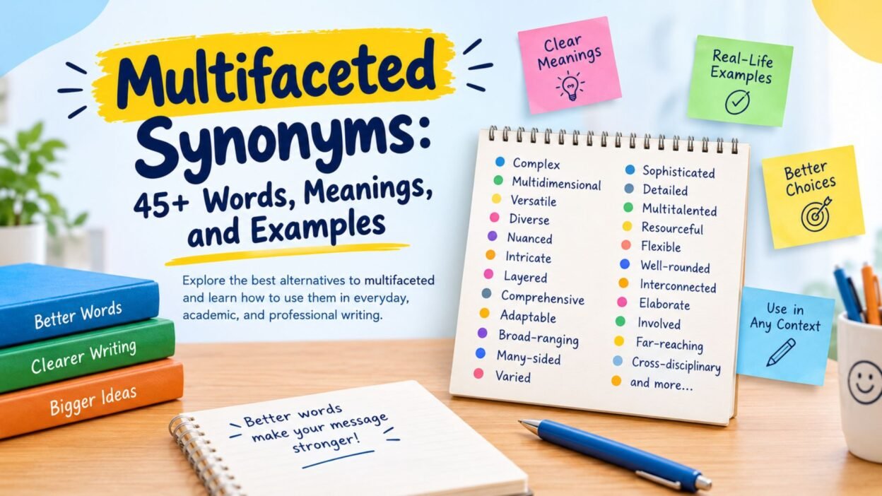 Multifaceted synonyms with 45+ alternative words, meanings, and examples for clearer academic and professional writing.